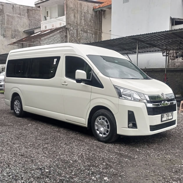 Tampak Samping Toyota Premio Luxury minibus VIP 9 tempat duduk